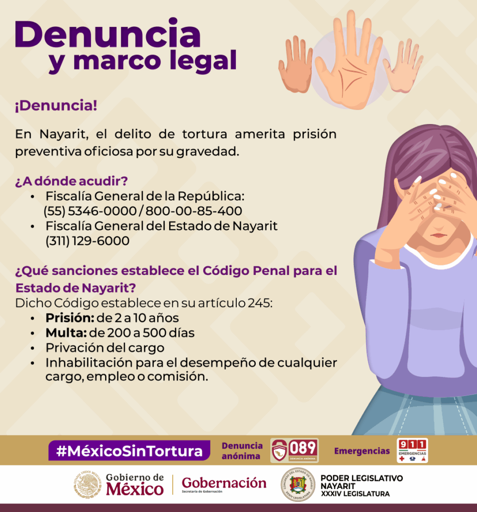 EN NAYARIT, LA TORTURA NO SE TOLERA. ¡ALZA LA VOZ!